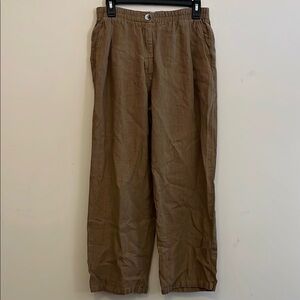 Momoni Tan Lino Flax Wide Leg Cropped Pants Size 40